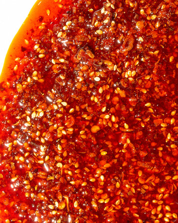 Close-up of Tapatio Chili Crisp